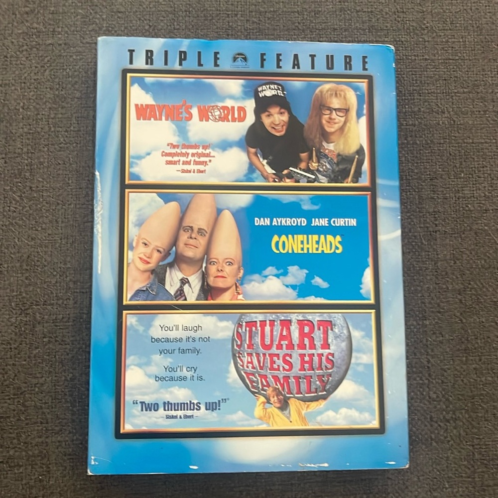 Triple Feature Wayne’s World, Coneheads, Stuart Saves His Family DVD with sleeve